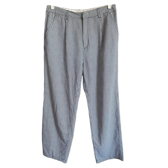 BRIXTON Victory Washed Navy Gingham Trouser Pants High Waisted Straight Leg 30 - Picture 2 of 16